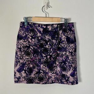 RW&CO Purple Abstract Floral Pencil Skirt Sz 2